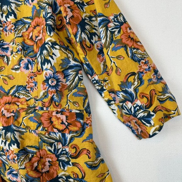 Y2K Brass Plum Nordstrom Floral Linen Blazer - Picture 3 of 8